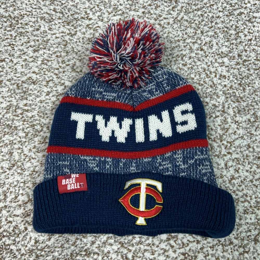 Minnesota Twins Hat Beanie Mens One Size Blue‎ MLB Baseball Caribou Coffee Pom